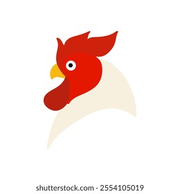 chicken flat design vector illustration. rooster mascot for poultry farm industry hand drawn.