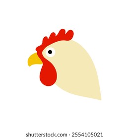 chicken flat design vector illustration. rooster mascot for poultry farm industry hand drawn.