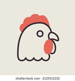 Chicken flat icon. Animal head. Farm sign. Graph symbol for your web site design, logo, app, UI. Vector illustration