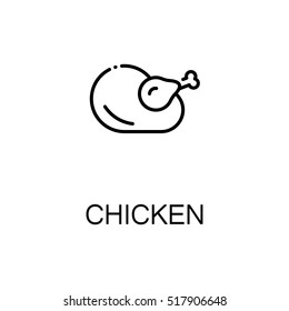 Chicken Flat Icon. Single High Quality Outline Symbol Of Meat Food For Web Design Or Mobile App. Thin Line Signs Of Chiken For Design Logo, Website, Etc. 