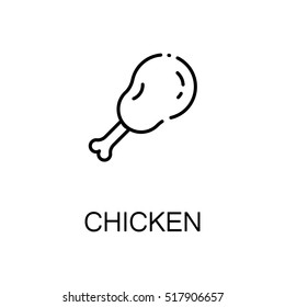 Chicken flat icon. Single high quality outline symbol of meat food for web design or mobile app. Thin line signs of chiken for design logo, website, etc. 