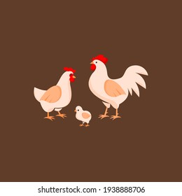 Chicken Flat Illustration Poultry and Farm, Animal Vector Set Graphic Design Element