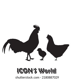 Chicken Flat Illustration Poultry and Farm, Animal Vector Set Graphic Design Element.