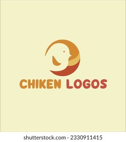 chicken flat logo illustration design.