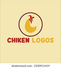chicken flat logo illustration design.