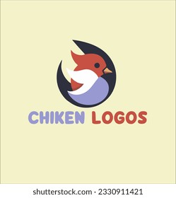 chicken flat logo illustration design.