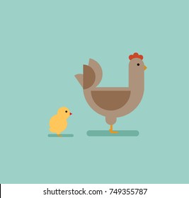 chicken in flat style vector illustration