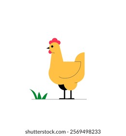 Chicken In Flat Vector Illustration Symbolizing Poultry, Farm Life, And Agriculture, Isolated On White Background