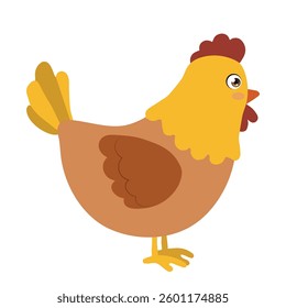 a chicken in flat vector style, cartoon style illustration.