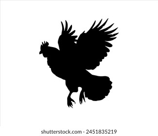 Chicken flying silhouette vector illustration isolated on white background