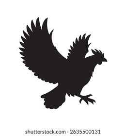 Chicken flying silhouette vector illustration isolated on white background