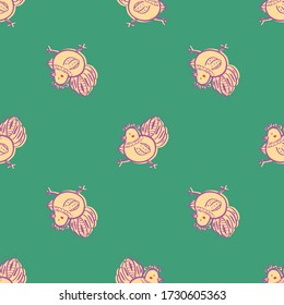 chicken folklore print seamless repeat pattern. Perfect for kids, easter and country
