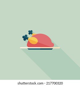 chicken food flat icon with long shadow,eps10