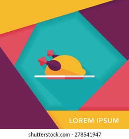 chicken food flat icon with long shadow,eps10