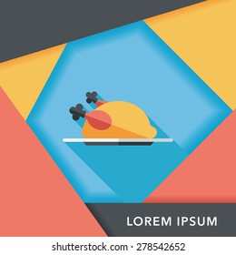 chicken food flat icon with long shadow,eps10