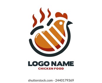 Chicken food logo vector, Hot Chicken