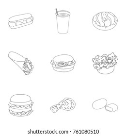 Chicken, food, snack, and other web icon in outline style.Donut, cream, chocolate icons in set collection.