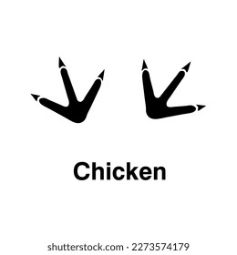 Chicken foot print, vector icon illustration, animal paw print isolated on white background.