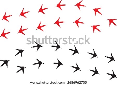 Chicken Footprint Path Icons – Vector Bird Tracks Forward and  Backward Illustration