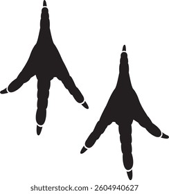 chicken footprint, silhouette of chicken footprints.