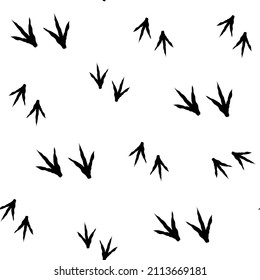 Chicken footprint trace seamless pattern in black color