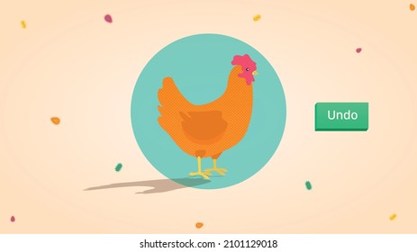 Chicken with Forcefield and Undo button, Floating Bacteria Vector	