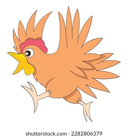 chicken fowl animal is running scared. vector design illustration art