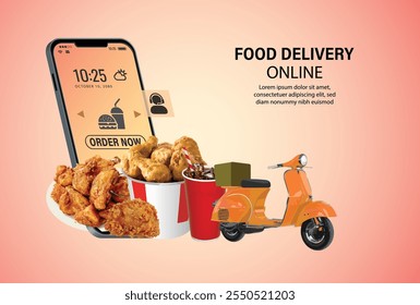 chicken french fries soft drink cans cola  3d smart going forward app kfc buy mc menu pack set fast food snack rider order lunch phone shop online sale