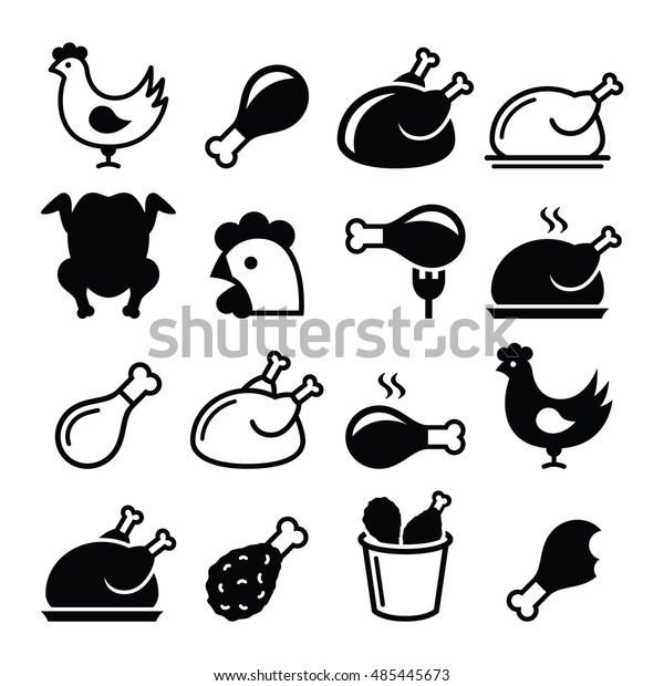 Chicken, fried\
chicken legs - food icons set\
