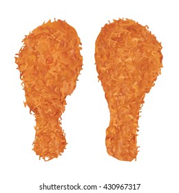 chicken fried on a white background