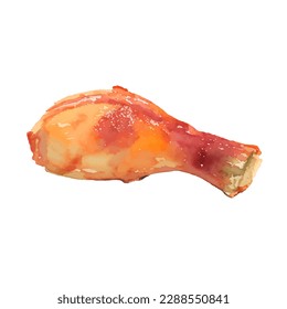 chicken fried with style hand drawn digital painting illustration