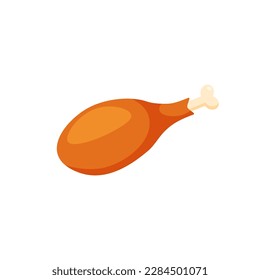 Hühnchen frittierte Oberschenkel oder Bein. Design-Element für Poster, Restaurant, Menü, Broschüre, Flyer. Vektorgrafik im trendigen, flachen Stil einzeln auf weißem Hintergrund