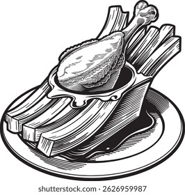 chicken fry line art illustration stock photos premium quality