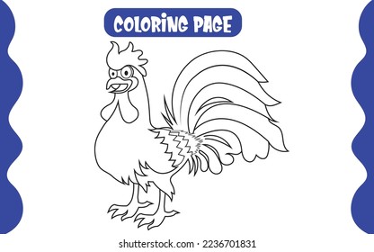 Huhn Fun Farbbild Seite Design für Kids Stock Vector Style Illustration Tierfarben Seite.