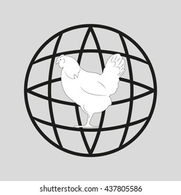 chicken globe, vector illustration