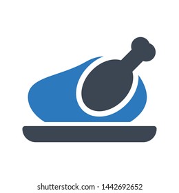 chicken glyph color vector icon