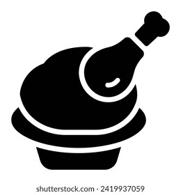 chicken Glyph Icon Background White