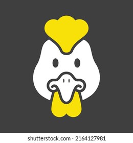 Chicken glyph icon isolated on the black. Animal head vector illustration. Agriculture sign. Graph symbol for your web site design, logo, app, UI. EPS10.