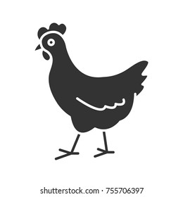 Chicken glyph icon. Poultry farm. Silhouette symbol. Negative space. Vector isolated illustration