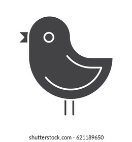 Chicken glyph icon. Silhouette symbol. Nestling. Negative space. Vector isolated illustration