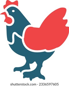 Chicken Glyph Two Color Icon For Personal And Commercial Use.
