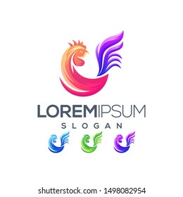 chicken gradient color logo design