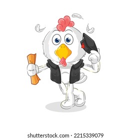 the chicken graduation vector. cartoon character