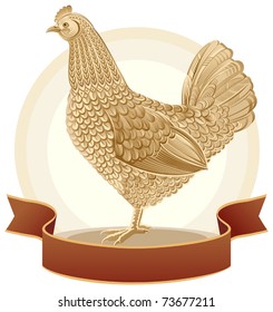 Chicken in graphical style with tape.