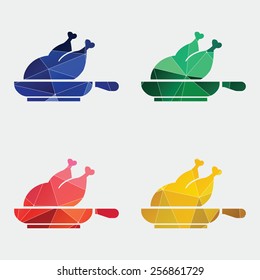 chicken grill icon Abstract Triangle Geometrical background 