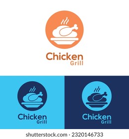 chicken grill logo design vector templet,