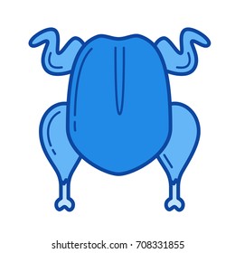 Chicken grill vector line icon isolated on white background. Chicken grill line icon for infographic, website or app. Blue icon designed on a grid system.