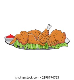 Chicken grilled and fried chicken logo vector illustration