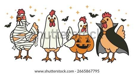 Chicken halloween funy illustration vector