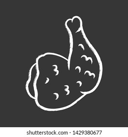 Chicken ham chalk icon. Butchers meat. Meat production and sale. Protein source. Butchery business. Isolated vector chalkboard illustration